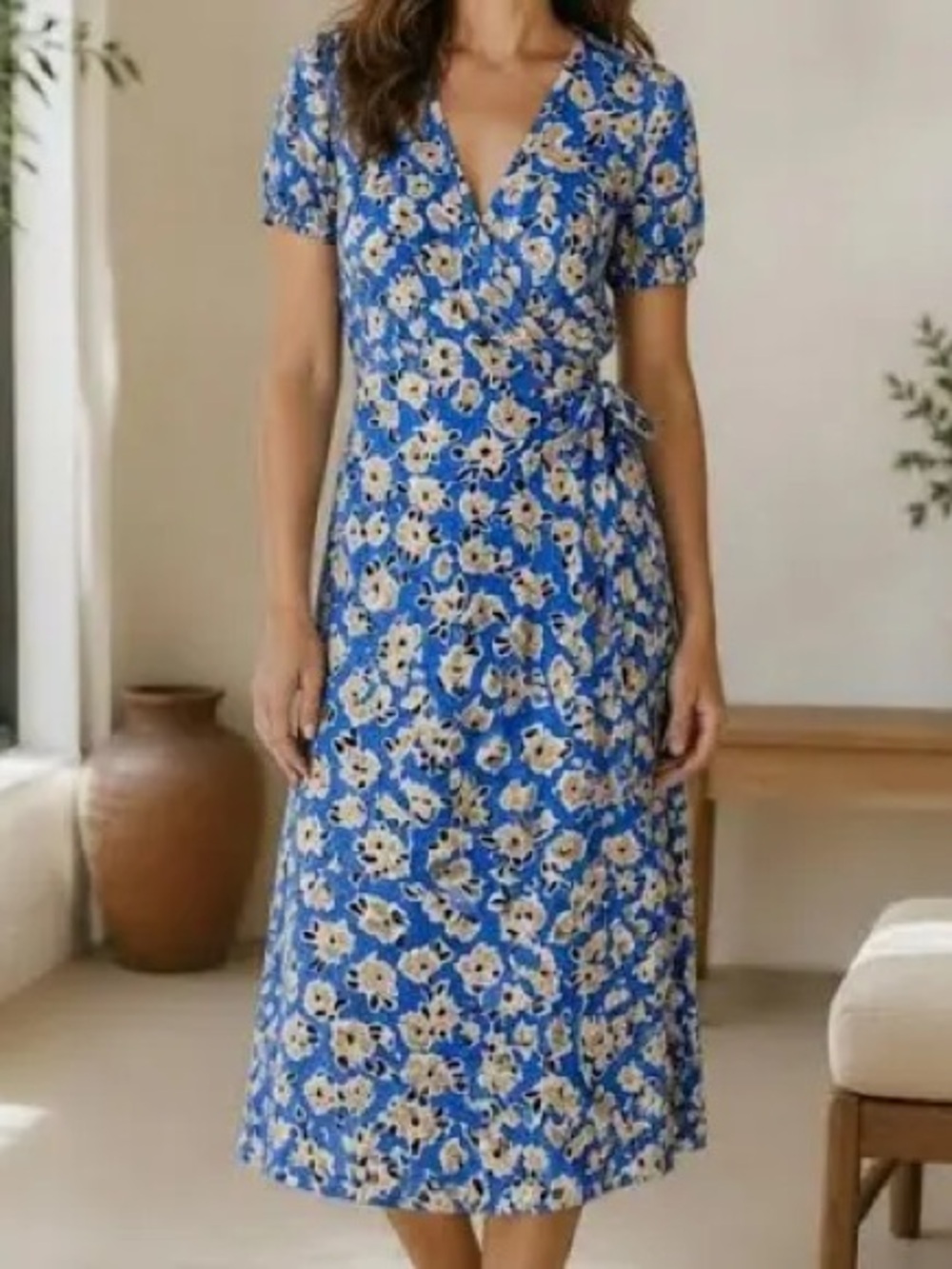 NWT Ann Taylor Blue Floral Wrap Dress